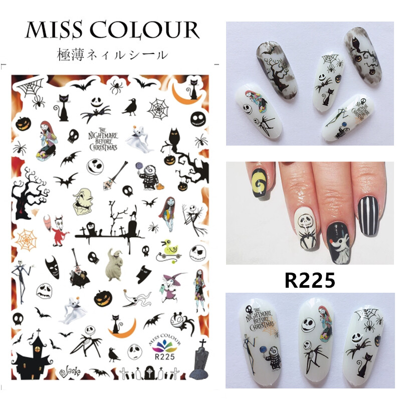 Halloween Nail Sticker Pumpkin Spider Web Skull Poker Ghost Joker Clowns