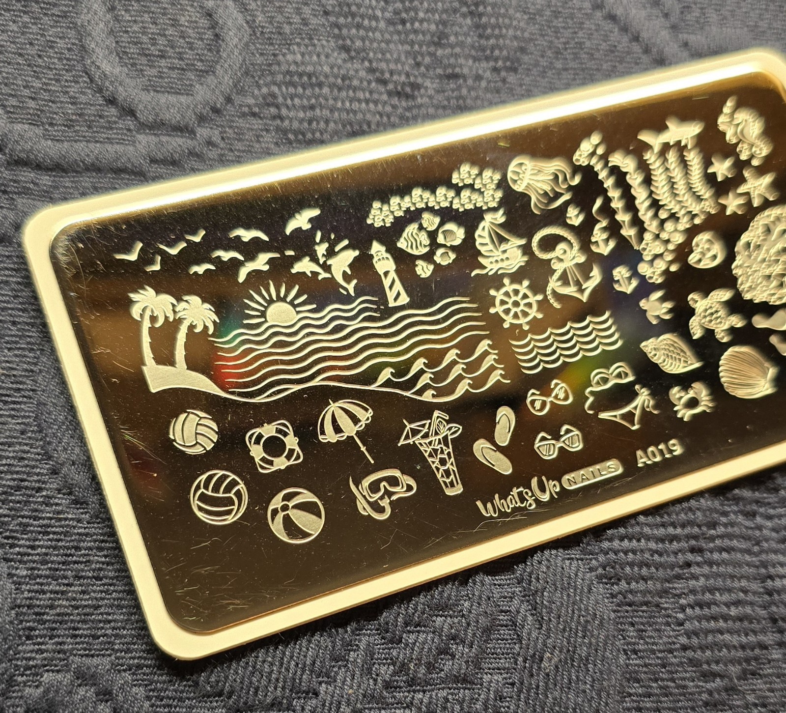 Whats Up Nails A019 Beach Mode Nail Stamp Plate Sea Turtle Anchor Sailor Dolphin