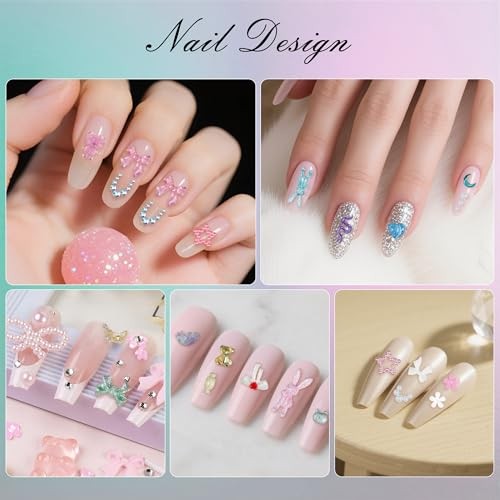 Nail Art Studs Kit, 2 boxes Multicolor 3D Charms Flower Butterfly multicolor