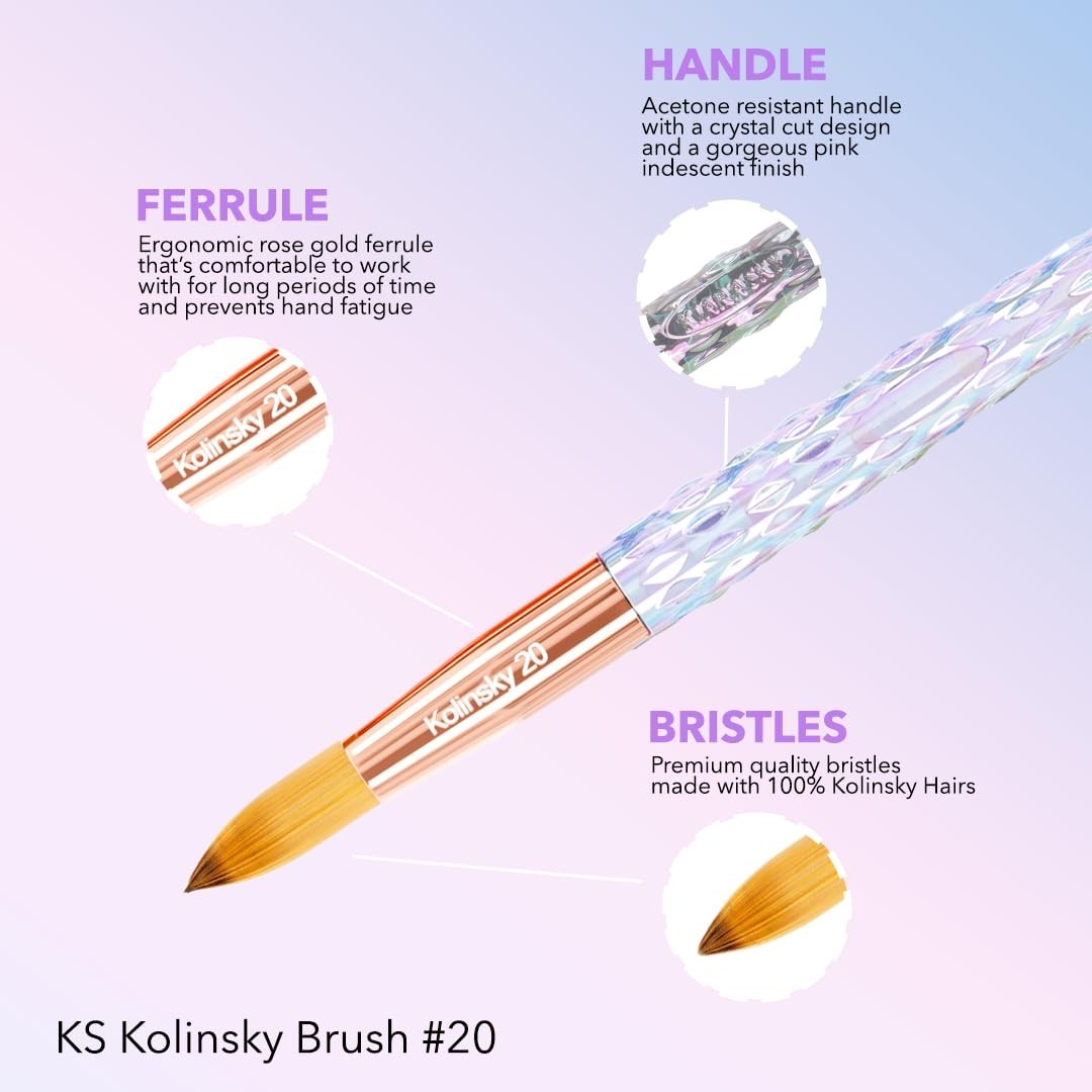 Kiara Sky Acrylic Nail Brush 100% Kolinsky #14