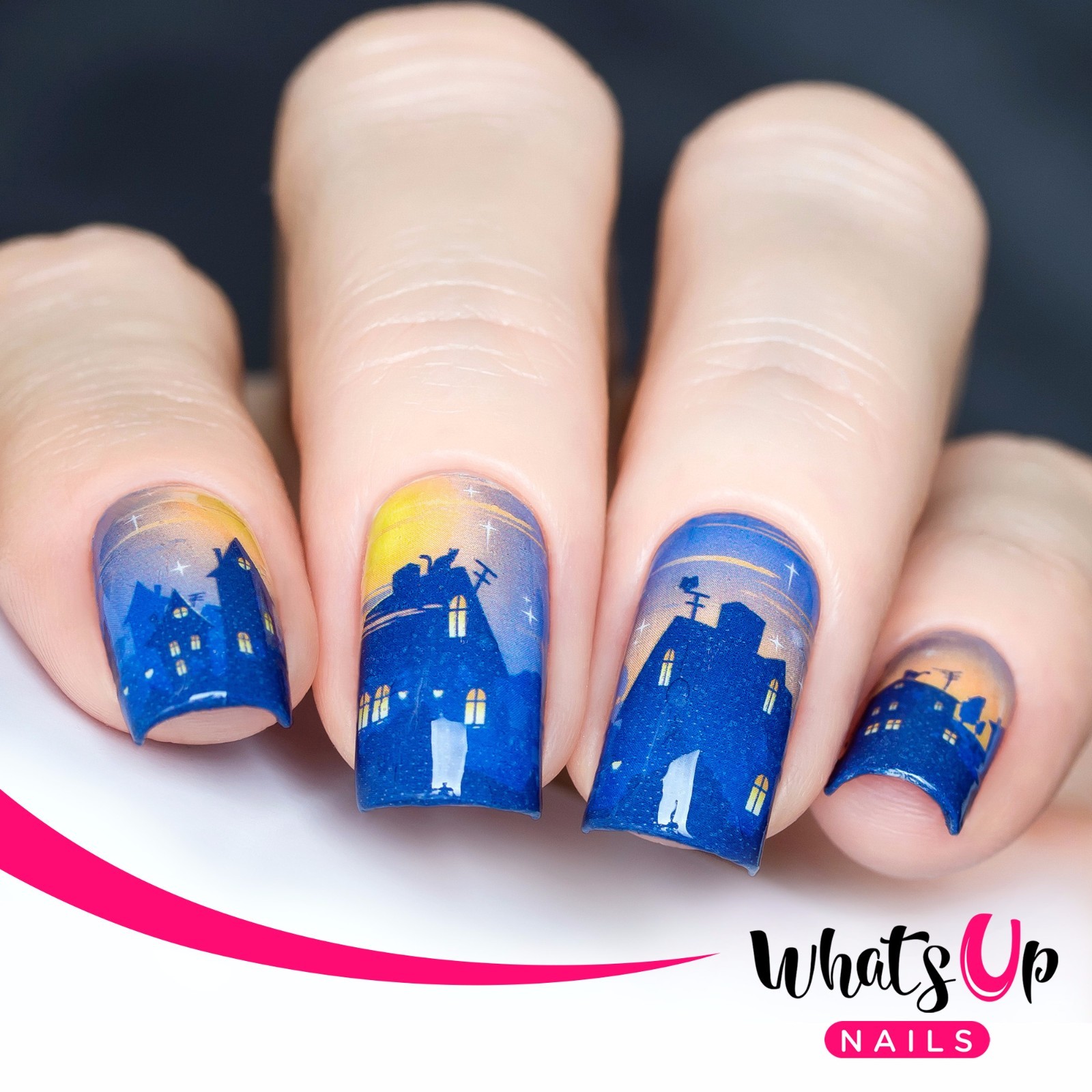 P102 Home at Dusk Water Decals Sliders for Nail Art Design