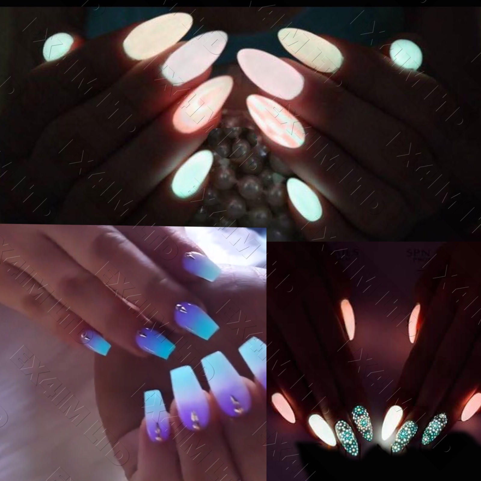 GLOW IN THE DARK POWDER LUMINESCENT ACRYLIC NAIL PAINTING NEON FLUORESCENT UK
