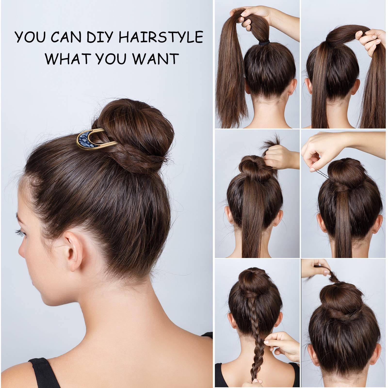 8 Pieces U Shaped Hair Pins French 1 Count (Pack of 1), Tortoise Shell
