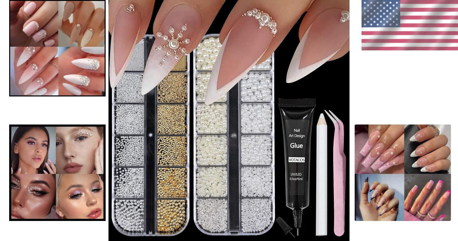 Salon-Quality Nail Art Pearls – Versatile Gems for Home Manicure Creations