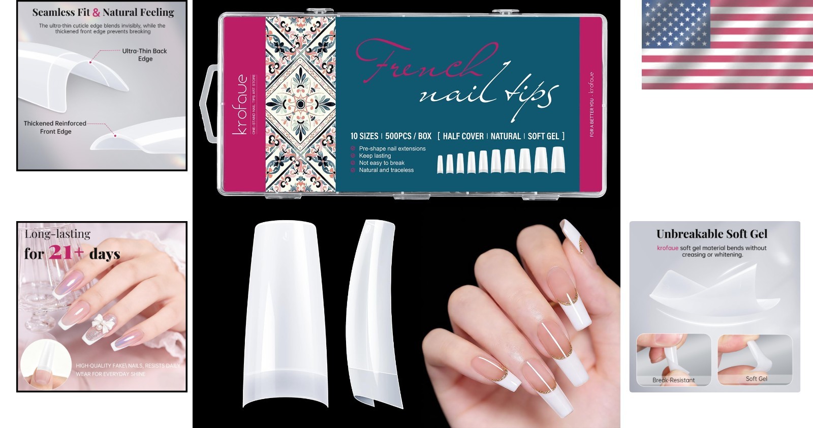French Style 500PCS Acrylic Nail Tips Set – Your Go-To for Beautiful Manicures
