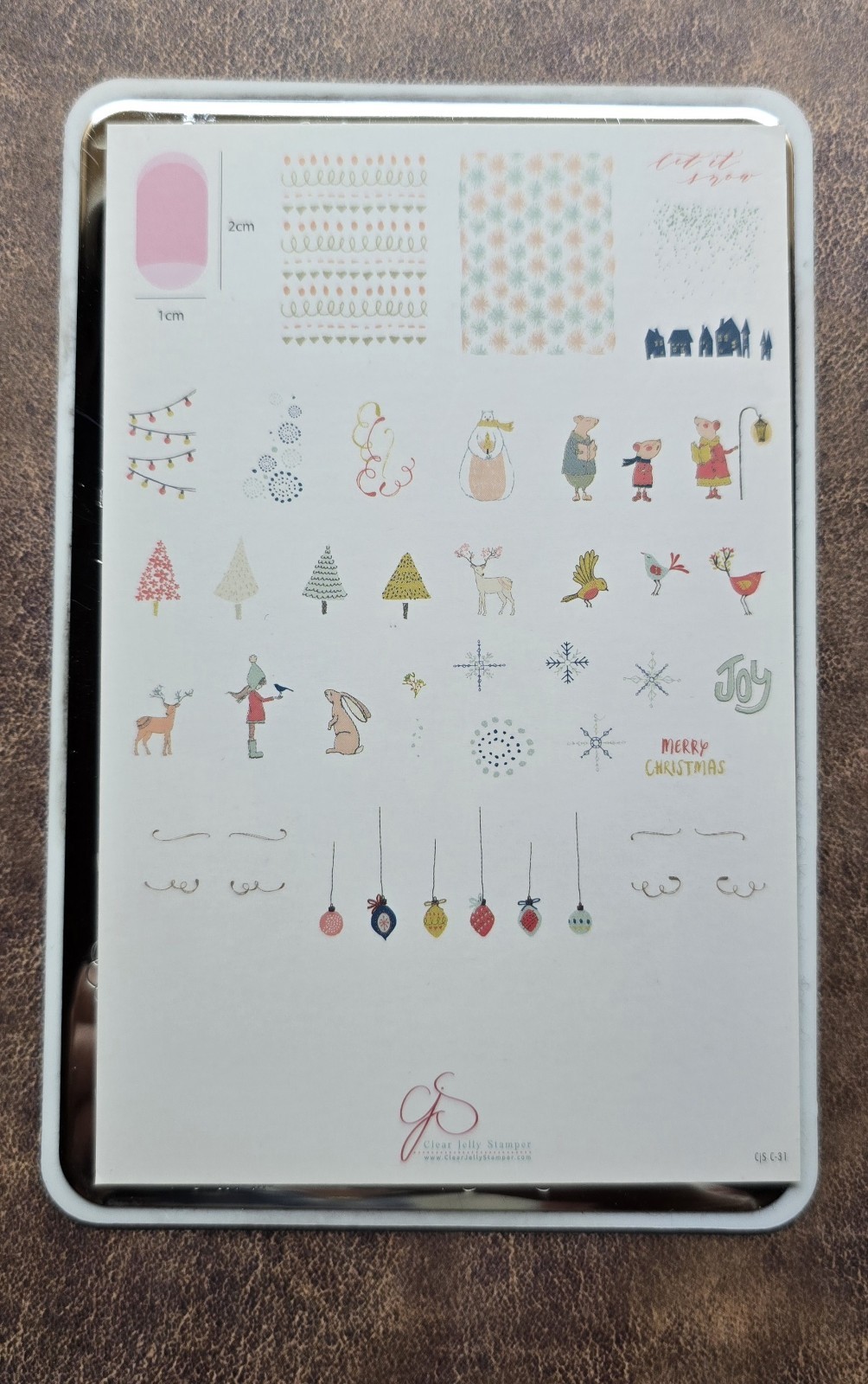 Clear Jelly Stamper Layered Nail Plate CJS C-31 CJSC-31 Christmas Happy Holiday
