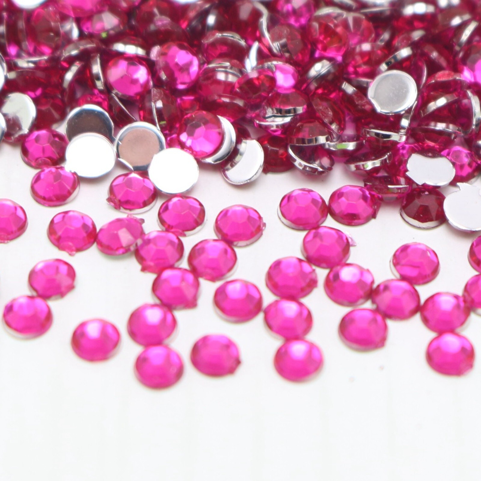 2000 Hot Pink Acrylic Faceted Round Flatbacks Rhinestone Gems 3mm 12ss Nail Art