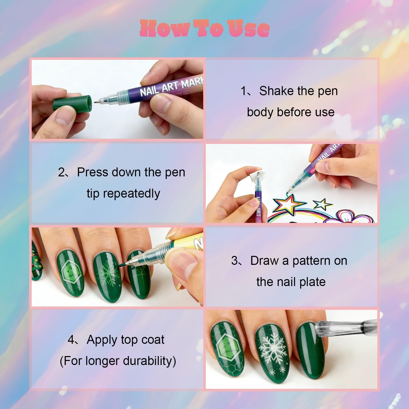 Nail Art Pens, 24 Colors Precision Tip Nail Art Markers Set Easy to Use for B…