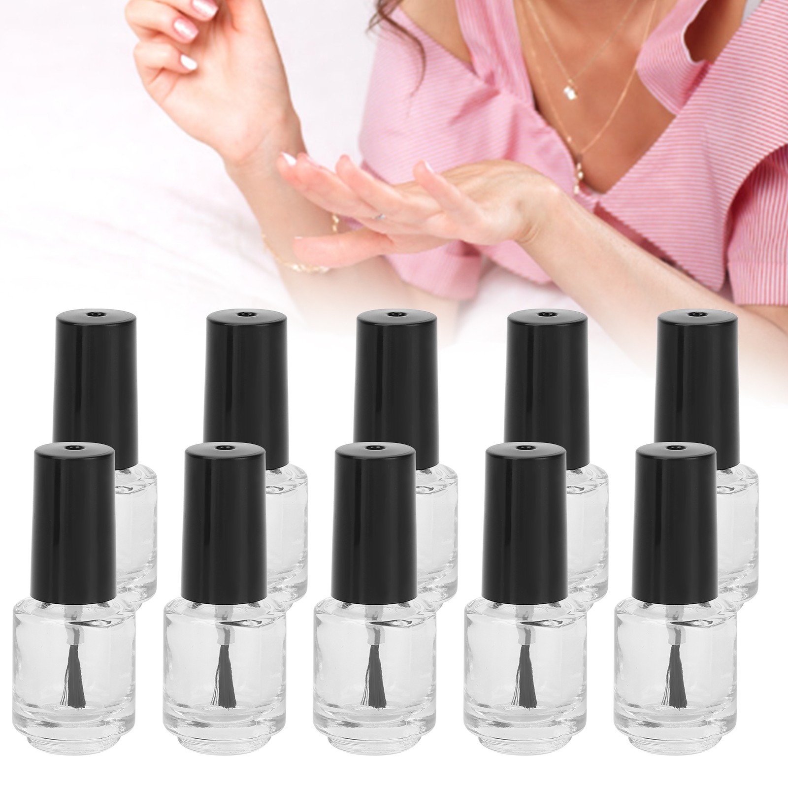 10pcs Empty Nail Polish Bottle With Brush Cap For DIY Use Excellent