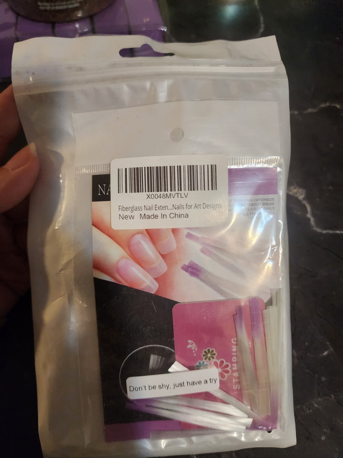 Fiberglass Nail Extensions Square Clear Purple for Gel Acrylics Nail Art