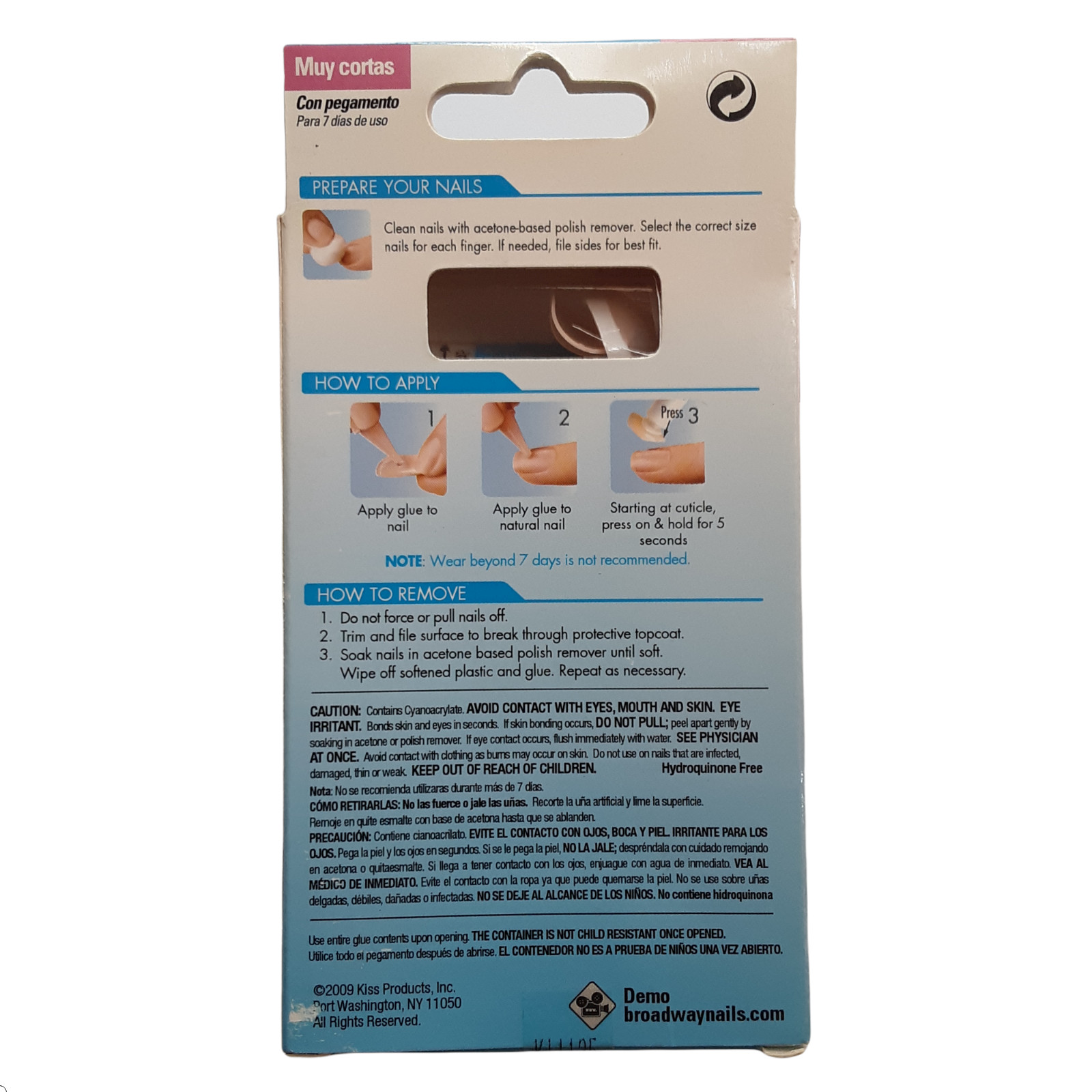 Broadway Glue On Nails Fast French Real Short Modern Square Pink BFD14