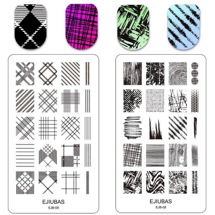 Ejiubas Double Sided Plaid Stripes Patterns Nail Art Stamping Plate EJB-08