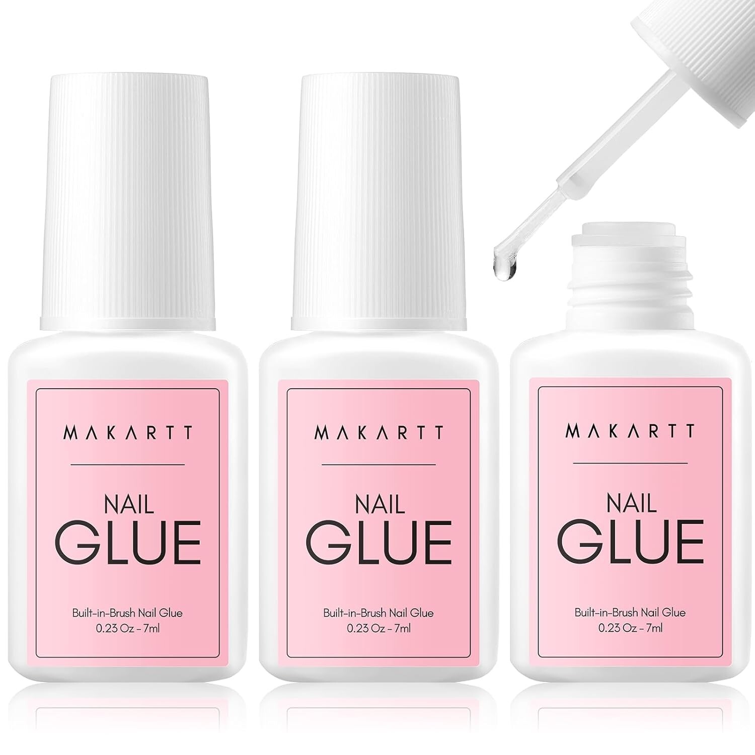 Makartt Super Strong Nail Glue for Acrylic Nails: 7ML 0.23 Fl Oz (Pack of 3)