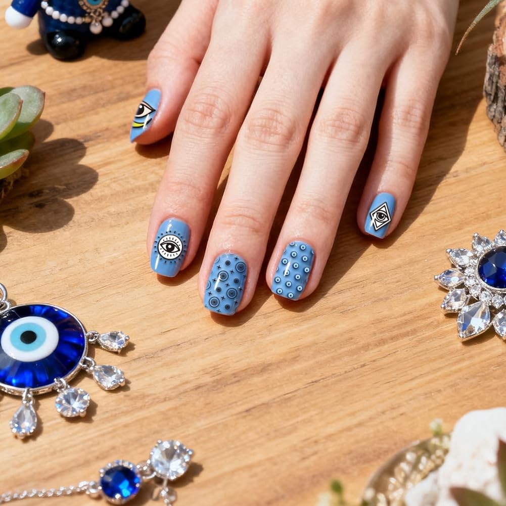 4pcs Evil Eye Nail Stamping Plate Spooky Nails Arts Stencils Mystical Nail St…