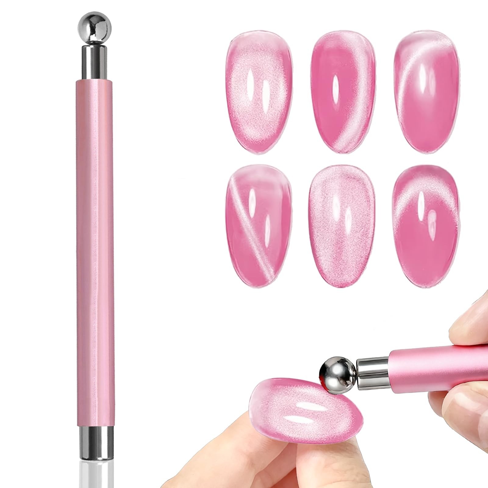3 in 1 Cat Eye Magnet for Nails, Double-end Cylinder Magnetic Gel Nail Polish…