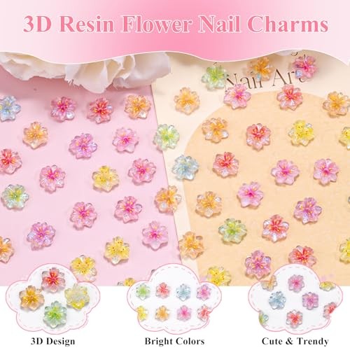 100pcs 3D Flower Nail Charms, Ice Translucent Flowers for Nails 12-flower-2