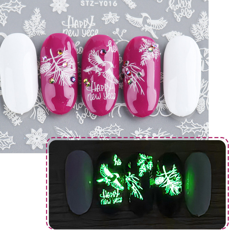 3D Nail Art Sticker Holographic Butterfly Christmas Snowflake Mermaid Tail NS38