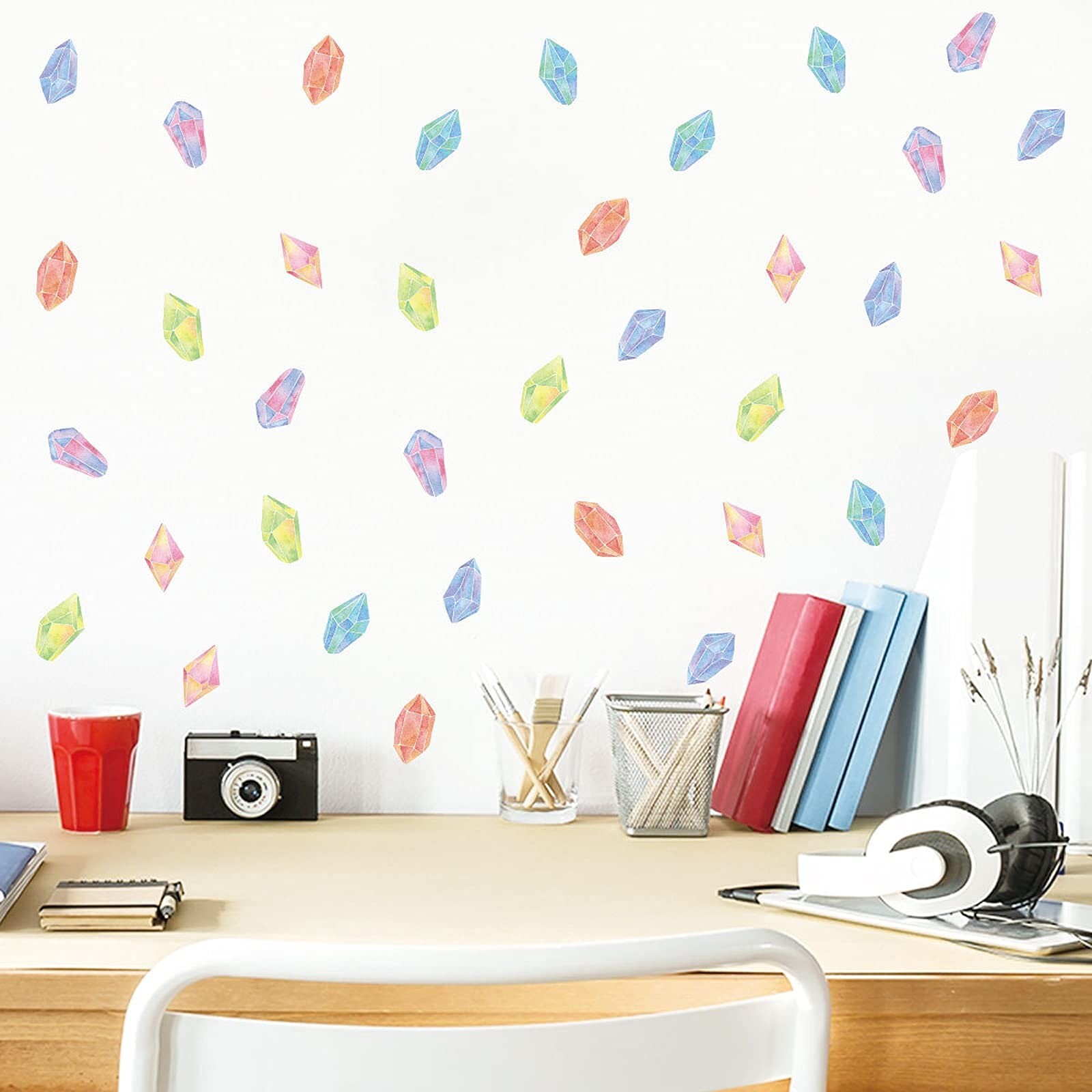 Maydahui 12 Sheets Fantasy Colorful Gem Diamond Wall Decals Adorable Crystal …