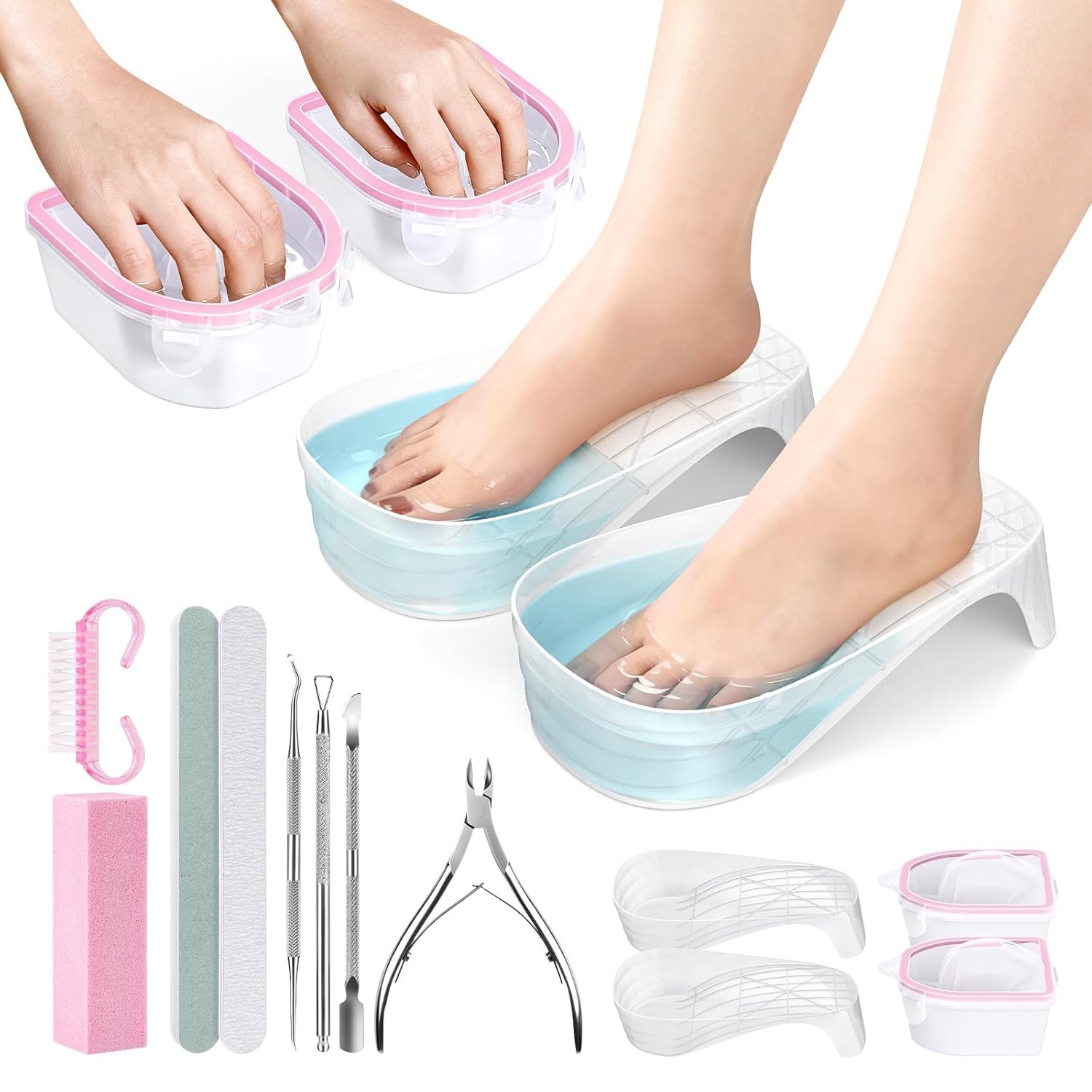 Hand Toe Nail Soaking Bowl: 12PCS Large Size Hand & Foot Nail Soak Off Bowl f…