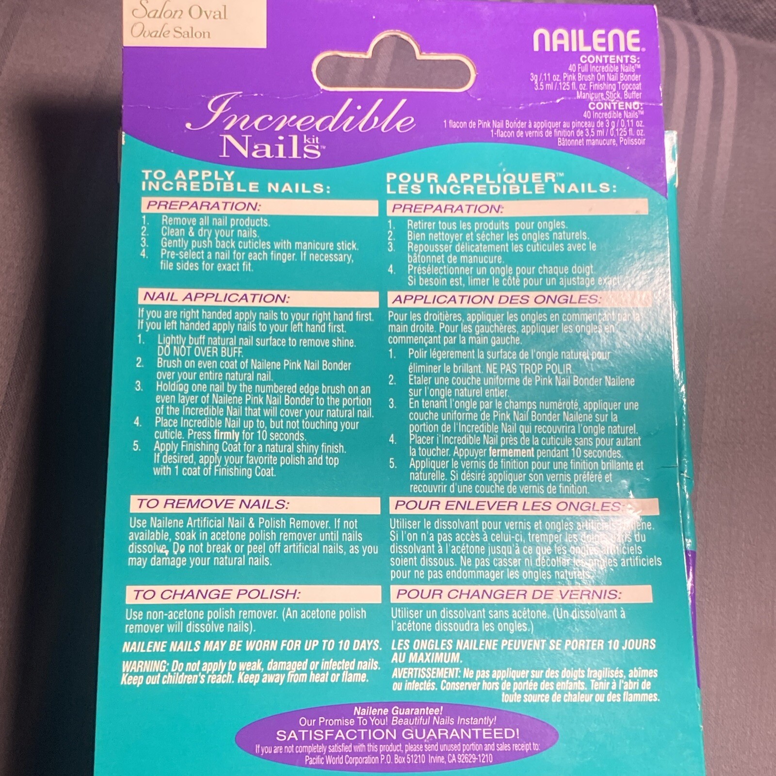 NAILENE Incredible Nails Kit 40 Full Cover Instant Nails Manicure Oval USA
