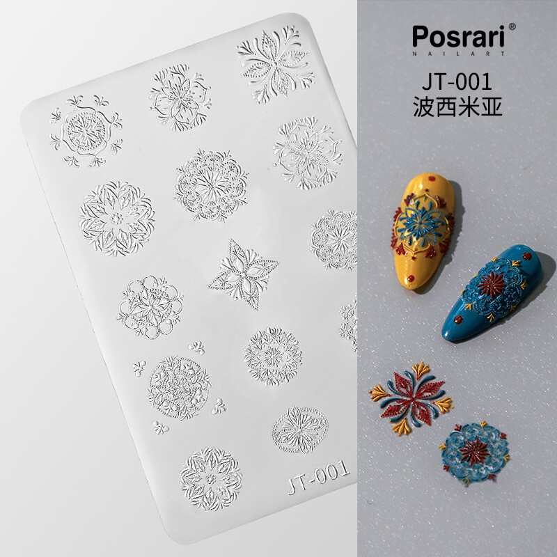 Nail Art Silicone Mold Gel Print Stencils 3D Embossed Carving Tools Template DIY