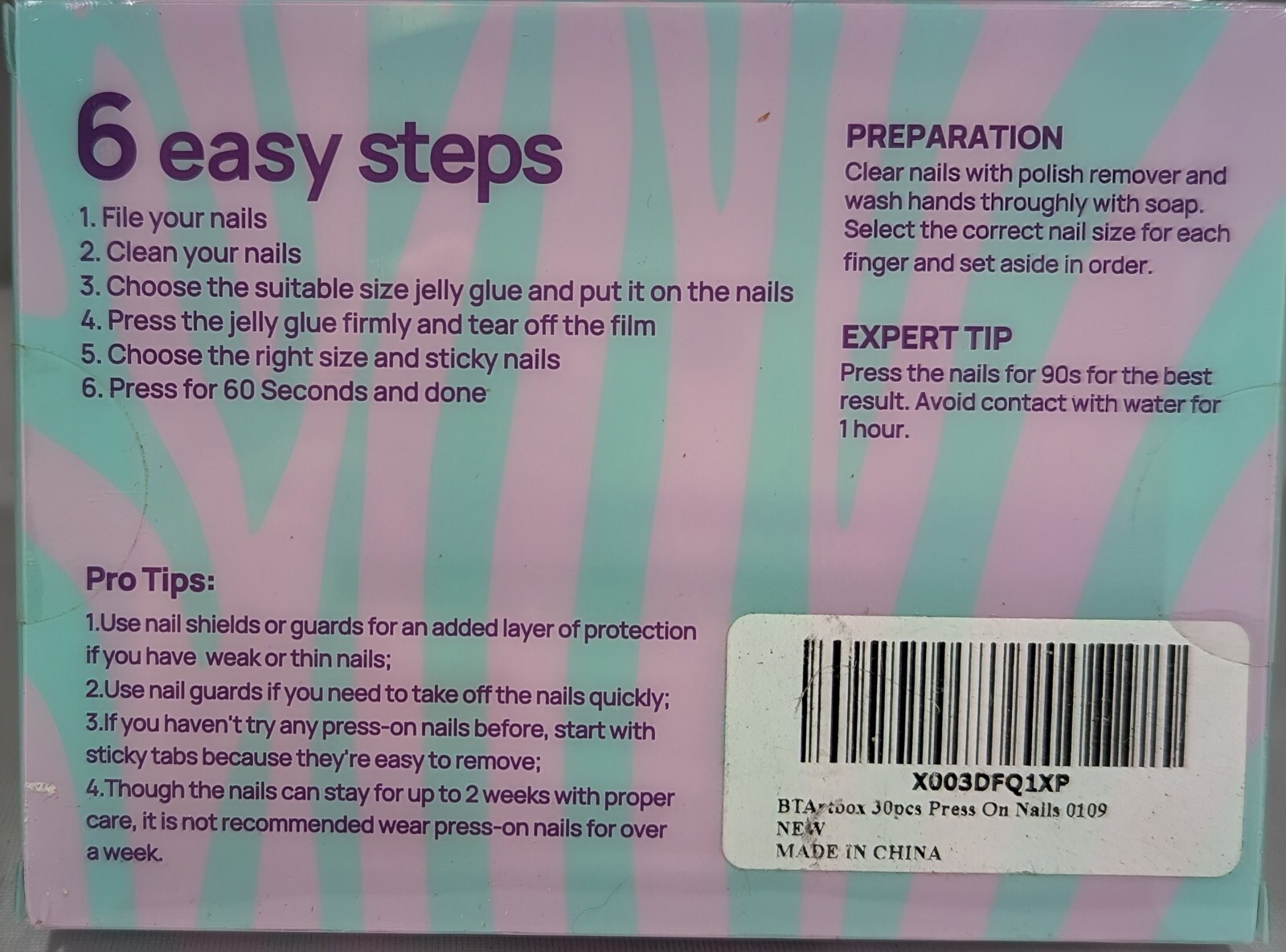 BTArtBox Gel Press-on Nails – Nudies Pearlescent Almond Nails – 30 pieces