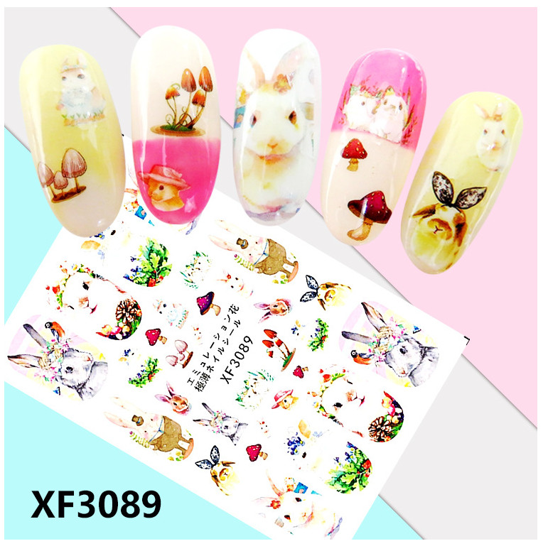 Nail Art Stickers Decals 12Pcs Flower Fruit Ladybirds Owl Cat Self-Adhesive NS34