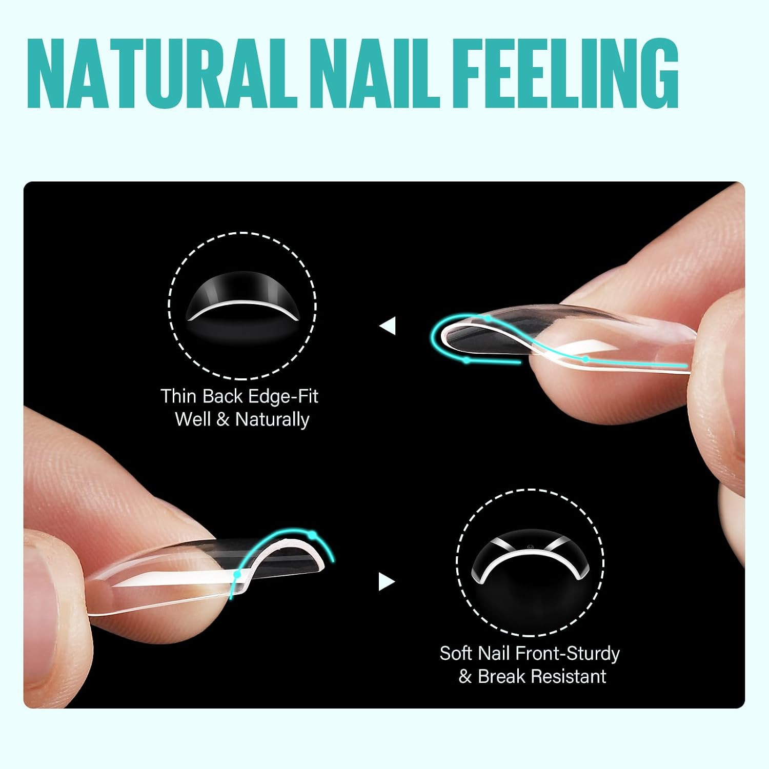 Short Square Nail Tips, 504Pcs Clear Press on Nails Square Full Cover Nail Tips