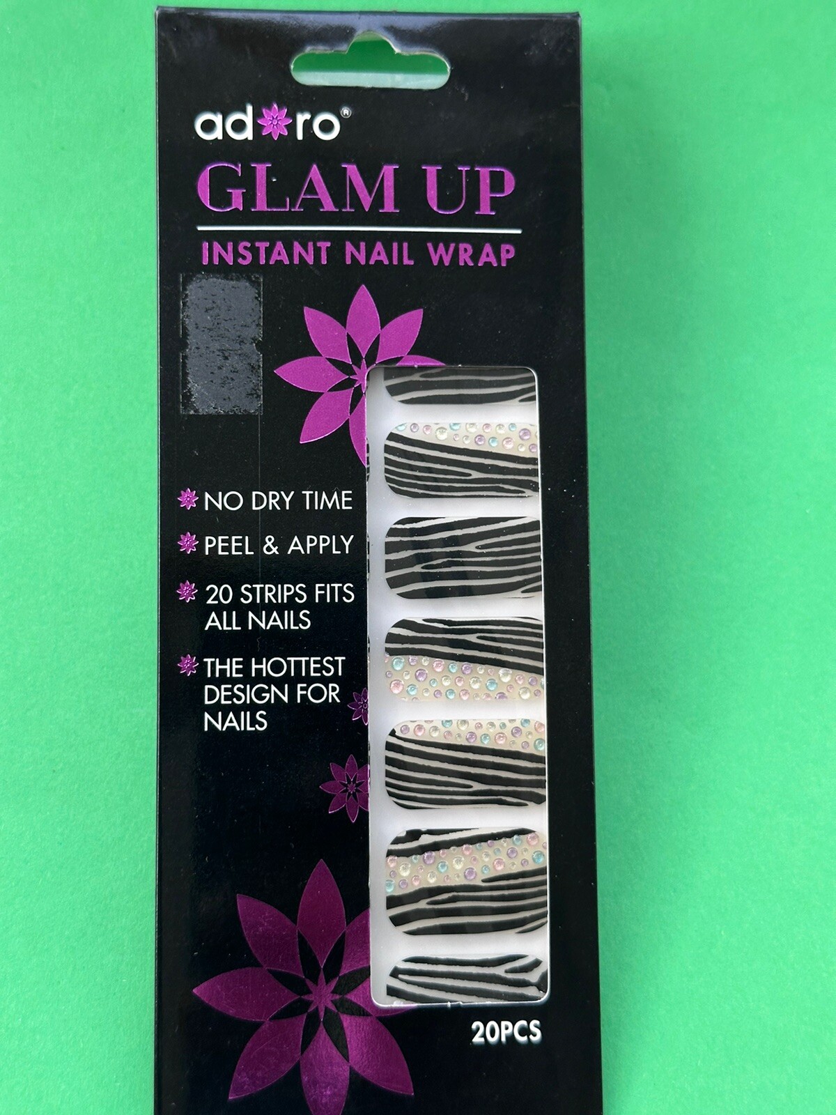 20 Strips In a Pack Instant Nail Wrap, Peel and Apply, Hottest design Brand New.