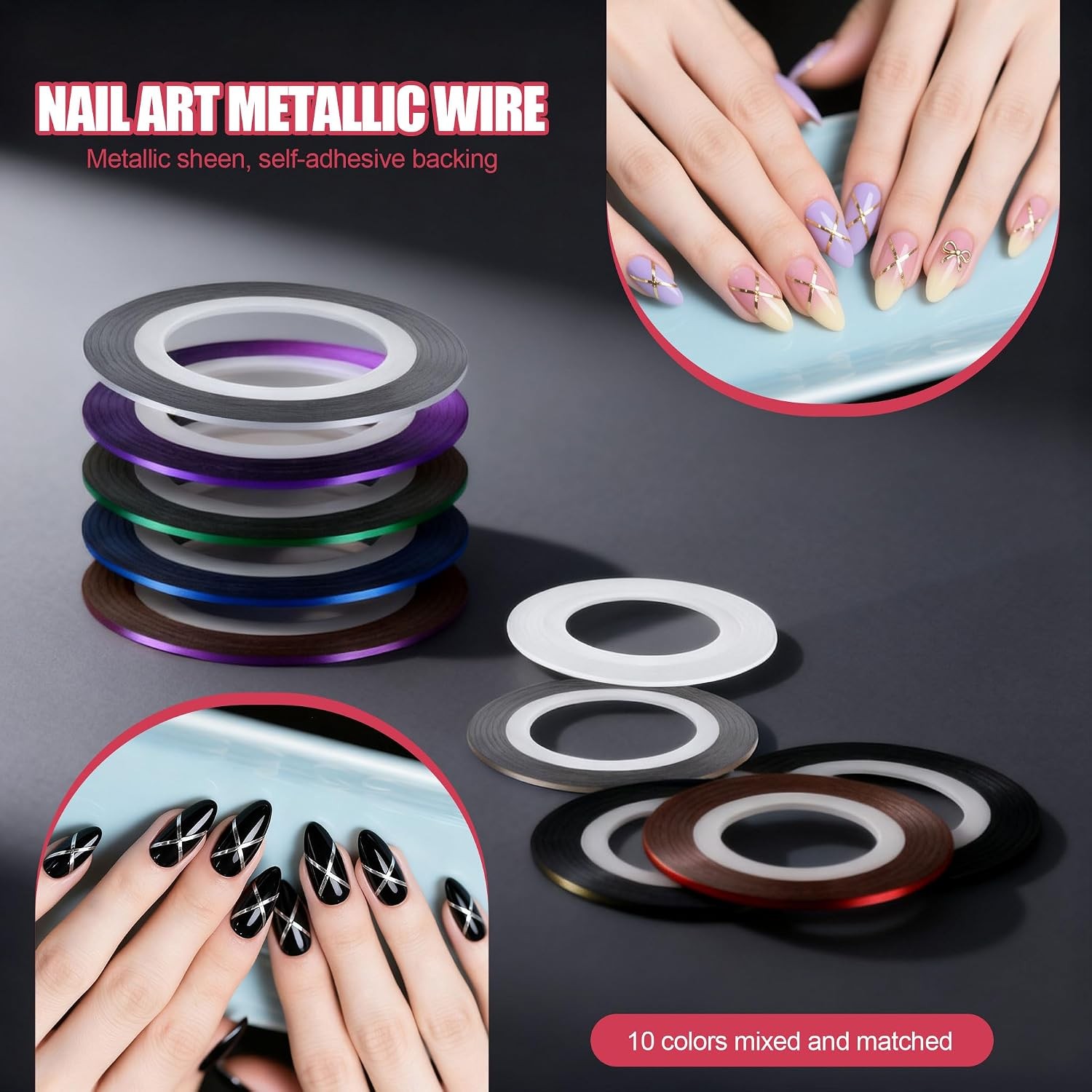 Artdone Nail Striping Tape Lines Kit With Nail Art Pens Liner Brushes | Dotting