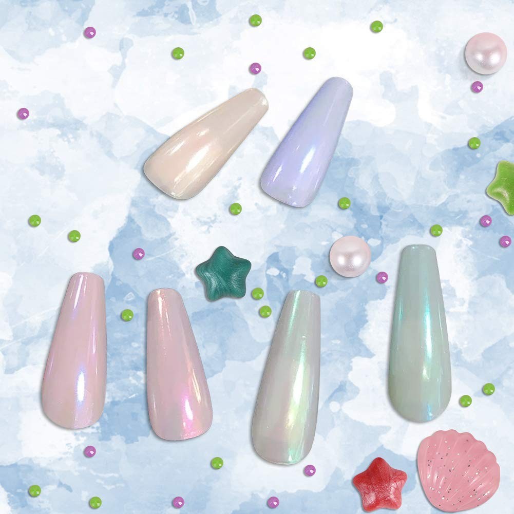 High-Quality Aurora Nail Powder with 6 Sponge Brushes for Easy Application