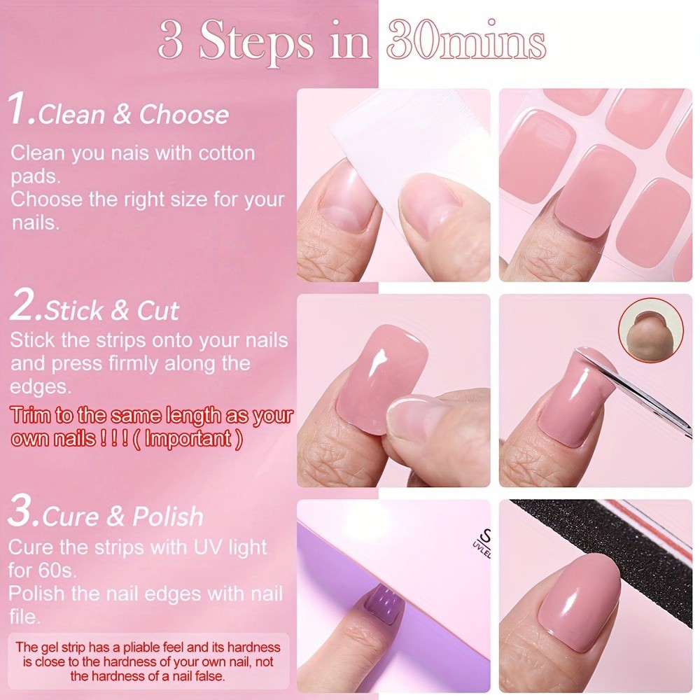 High Stability Durable Gel Nail Wraps Kit with UV Lamp for At-Home DIY Manicures