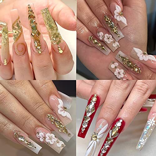 2920Pcs Crystal Nail Rhinestones Round Flatback Rhinestones Champagne Gold