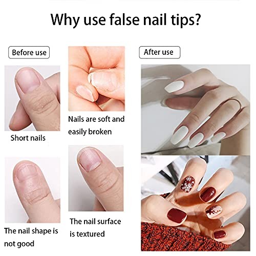 500Pcs Medium Square Nail Tips Full Cover Acrylic False Nails B-square-natural