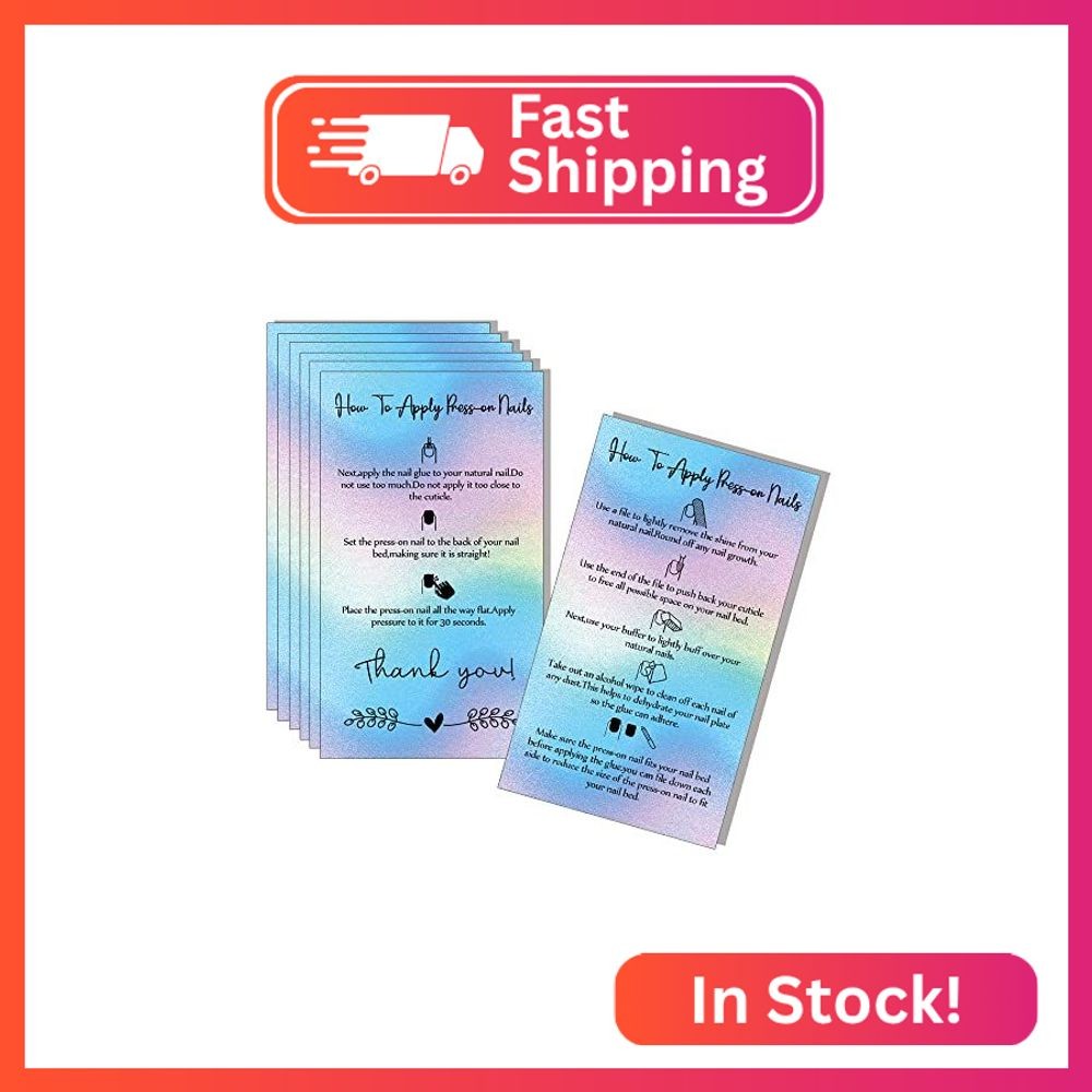 MAOSH Press-On Nail Application Instructions Cards, Aftercare Instructions Cards