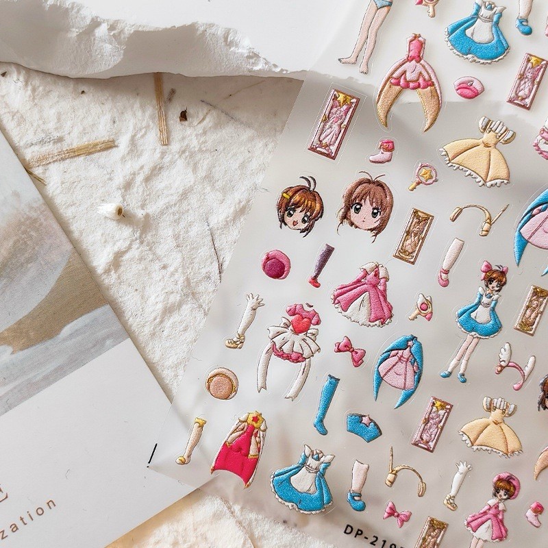 3D Anime Cosplay Outfit Nail Stickers | Cute Magical Girl Dress-Up Decals
