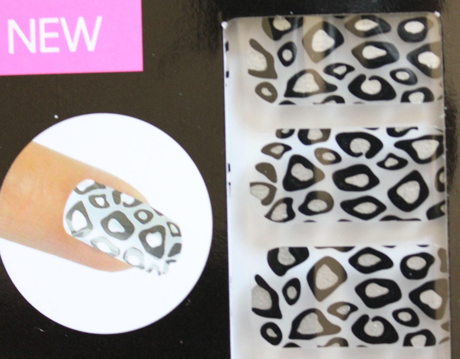20 Trendy Cala Nail Strips Black & Silver Leopard natural or artificial Nails