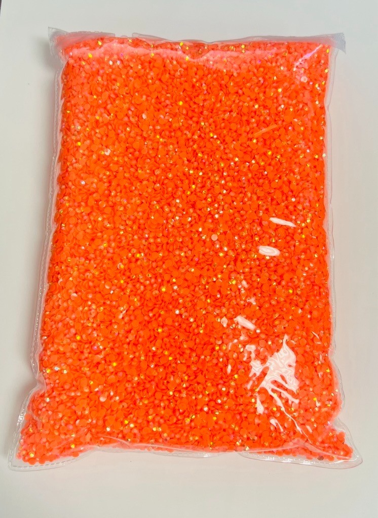 Neon Orange Rainbow Round Flat Back Resin 3mm Jewelry Crafting Nail Gems