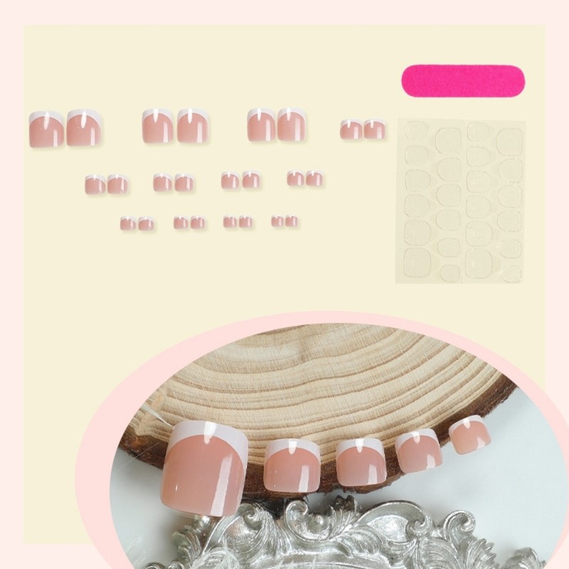 24 Pieces Short Wearable Toenails Simple Press on Toenails For Any Occasion