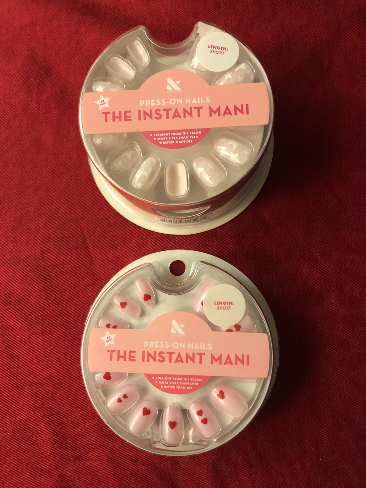lot of 2 Olive and June The Instant Mani Short Star Heart Press-On Nails 42ct.