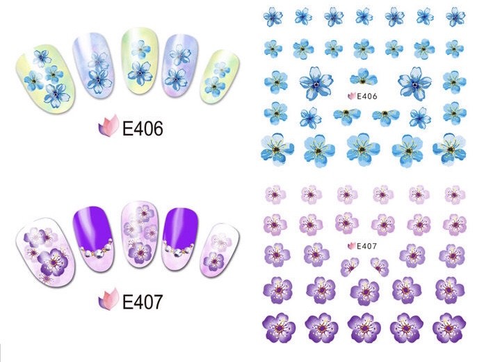 3D Nail Art Sticker Multi Color Cherry Blossom Flower Decals Peel & Stick DIY