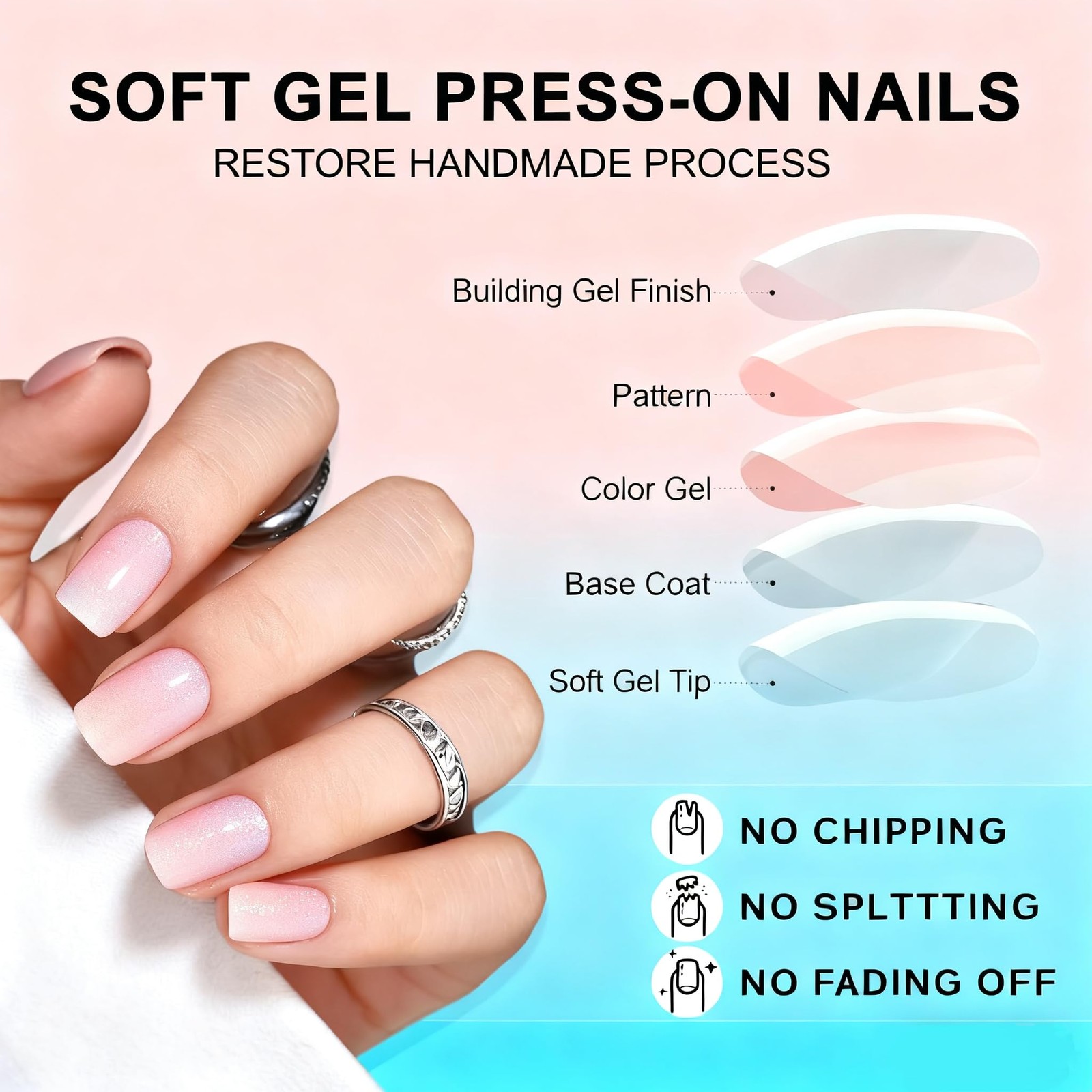 SXVME Press On Nails Short Square Purple