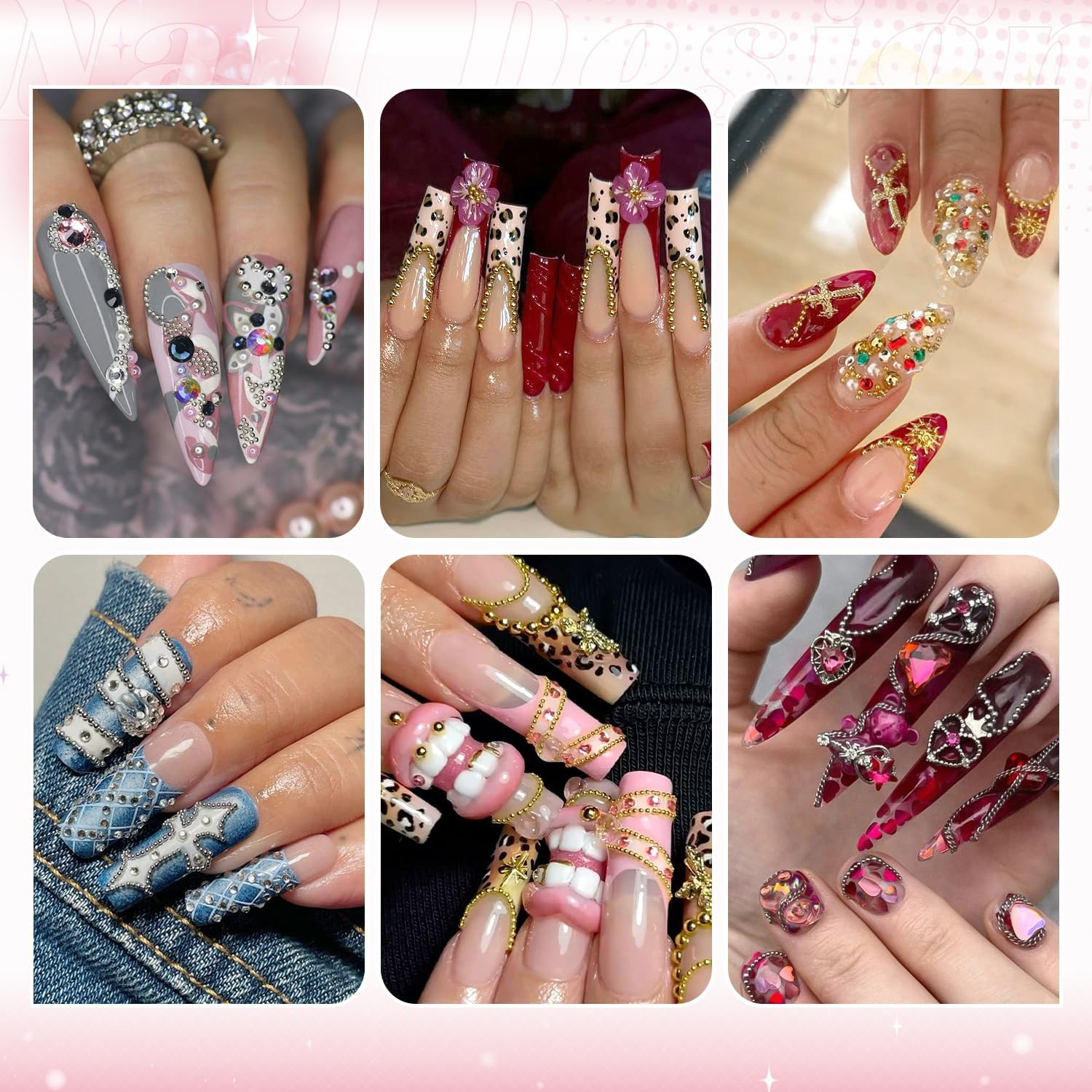 Mini Metal Nail Beads Caviar Charms for Nail Art – Gold & Silver Gems