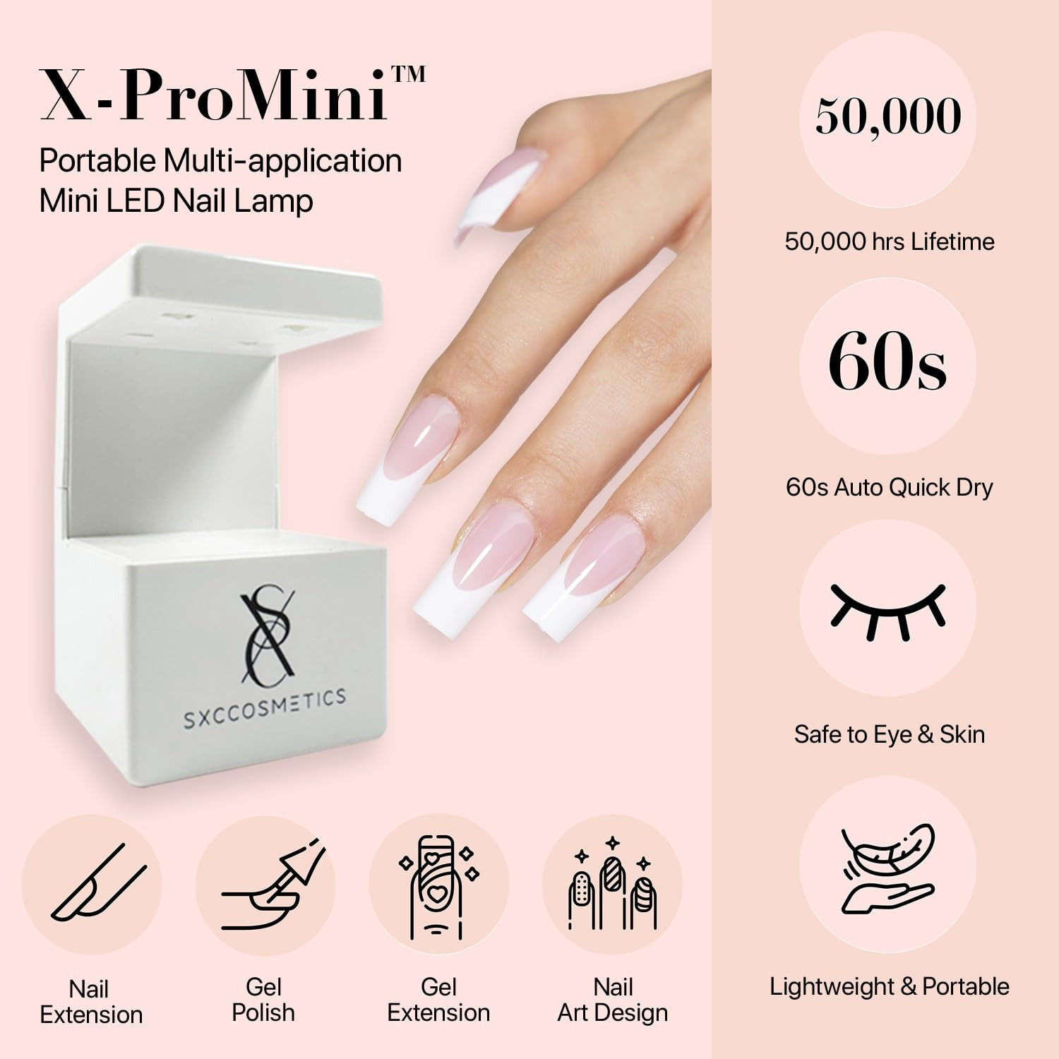 Cosmetics French Tip Press on Nails – Skin Tone Nude and Color Series, Medium Sq
