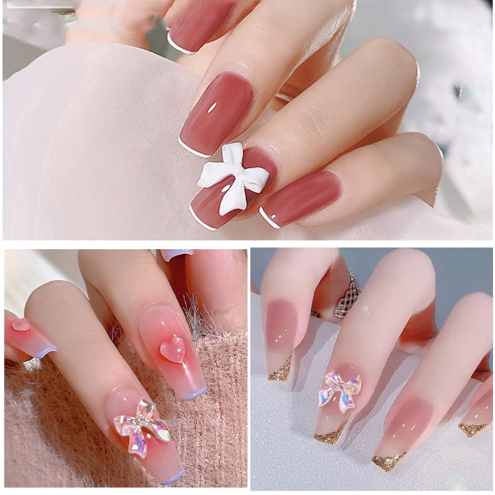 100 Pcs Acrylic Resin Charms 3D Nail Art Decorations Aurora Bow Nail Charms f…