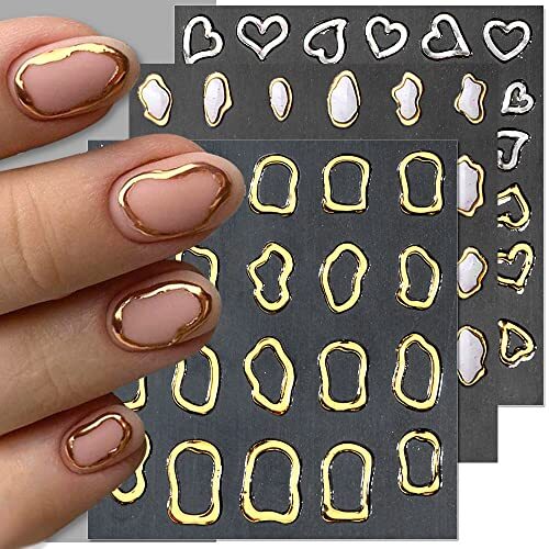 6 Sheets 5D Crystal Soft Glue Embossed Nail Stickers Irregular Geometric