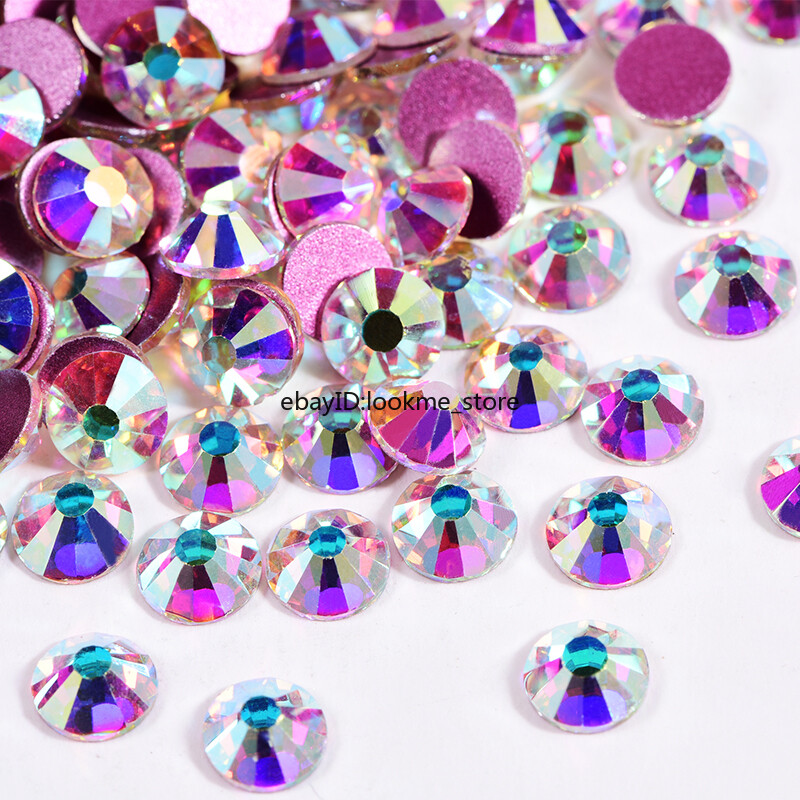 SS3-50 Crystal Clear & AB Flat Back Rhinestones Glass Beads Nail Art Craft Gems