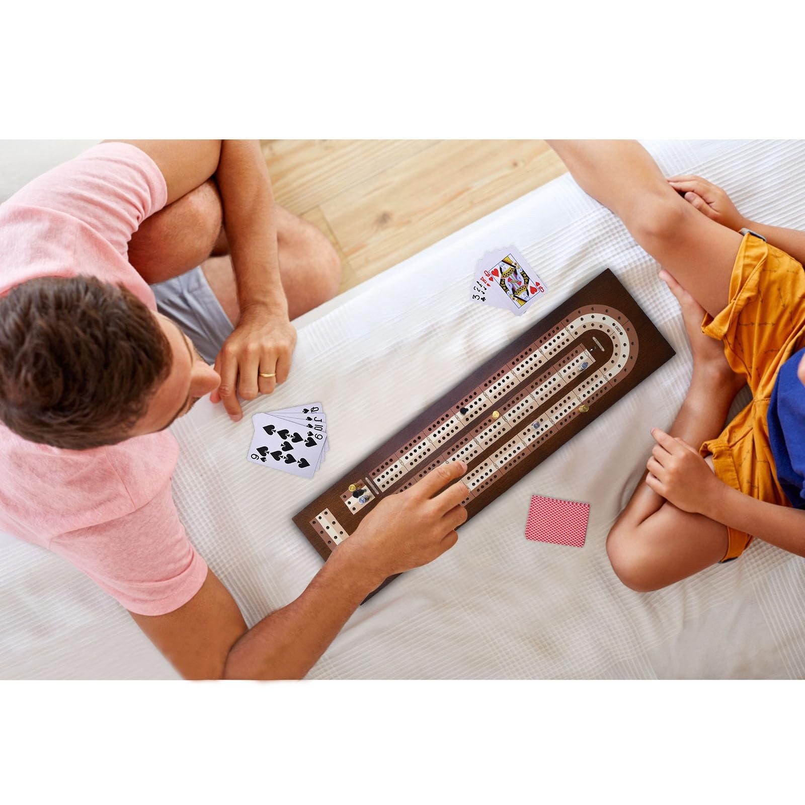 AMEROUS Wooden Cribbage Board 4 x 14.7 x 0.1 inches, Chrome, Brass, Black