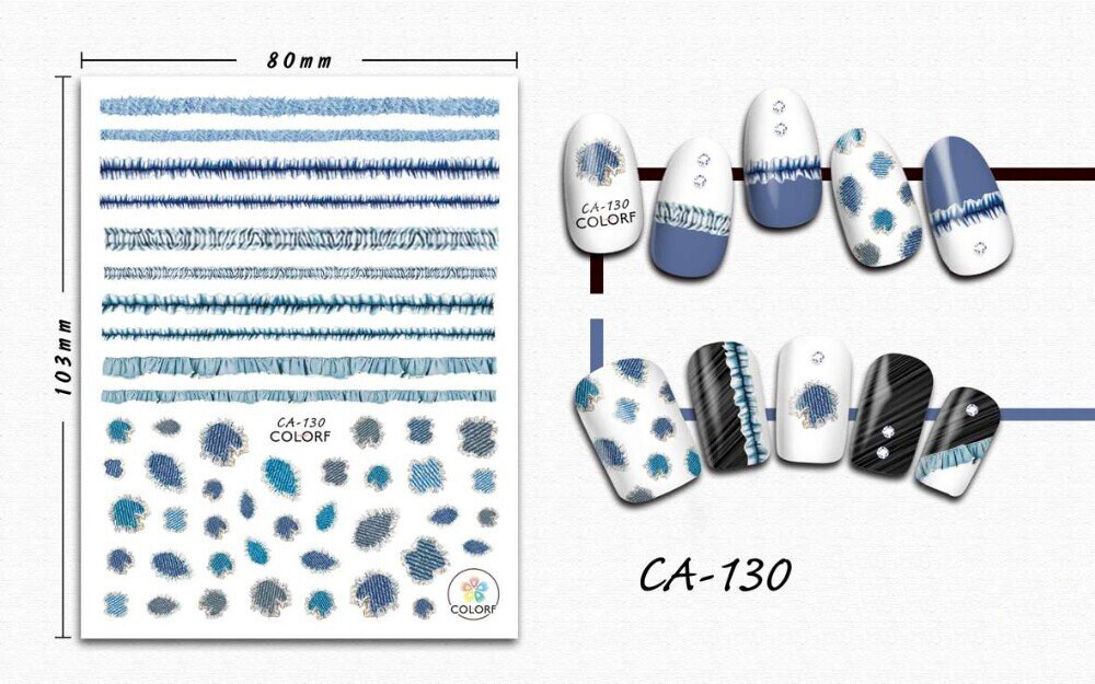 Nail Art 3D Decal Stickers Blue Decorations Drawings CA130