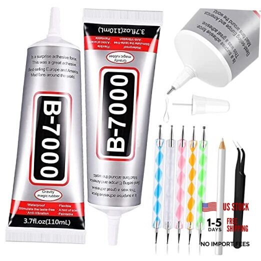 B7000 Adhesive Rhinestones Glue for Crafts, 2PCS 110ml / 3.7 2 PCS(Total 220ml)